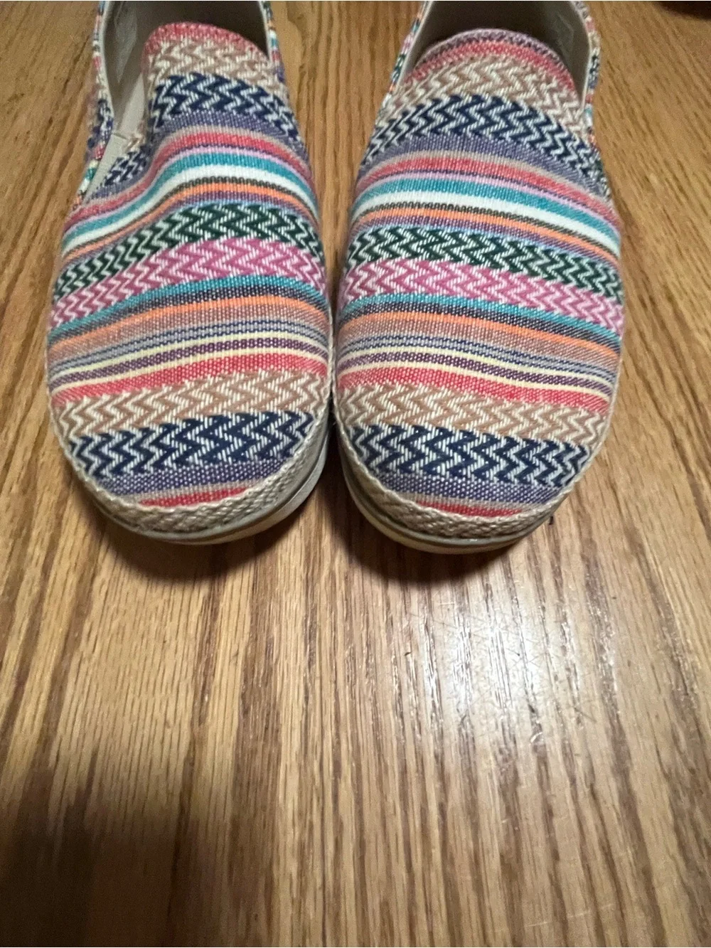 Skechers Women's 8 BOBS Flexpadrille Slip-On Flats Multi Stripe Espadrille